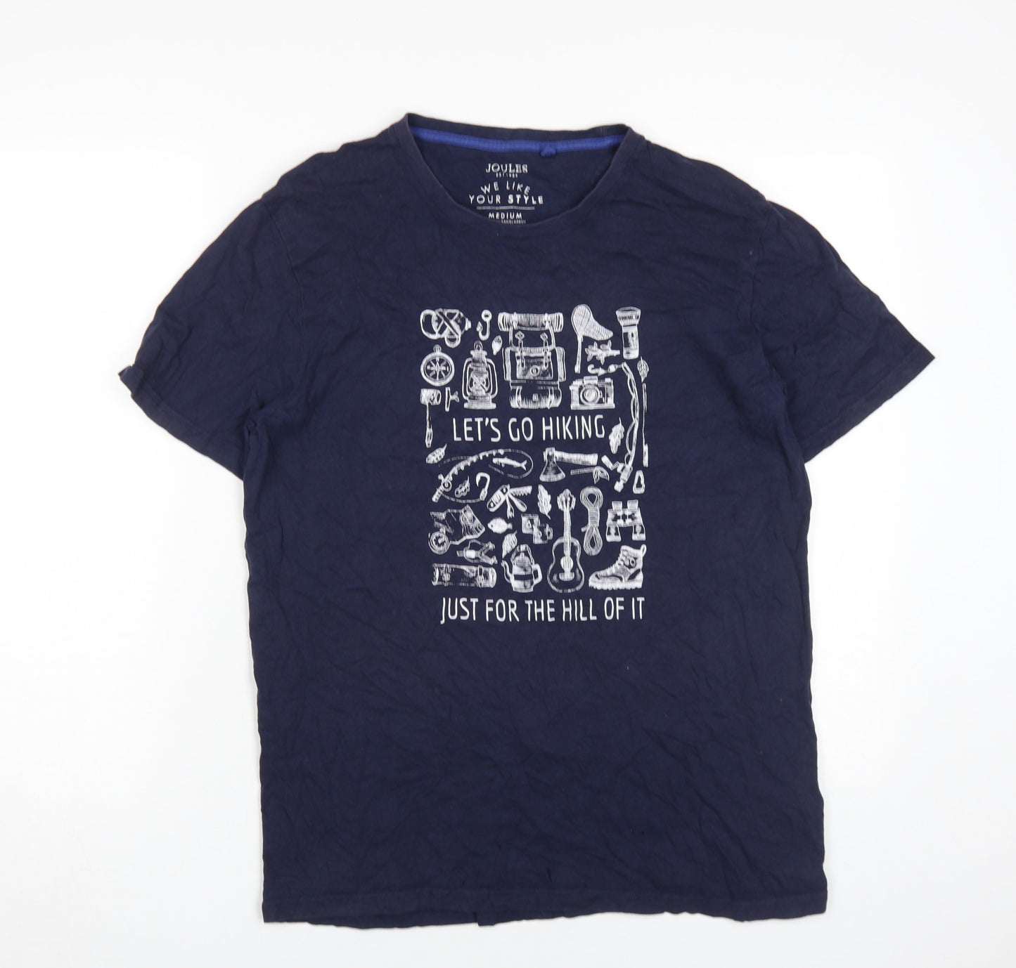 Joules Men's Blue Cotton Hiking T-Shirt, Medium