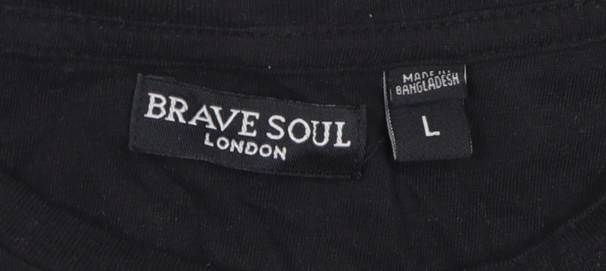 Mens UK Size L Brave Soul Black  T-Shirt