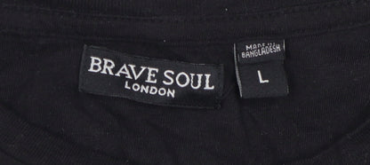 Mens UK Size L Brave Soul Black  T-Shirt