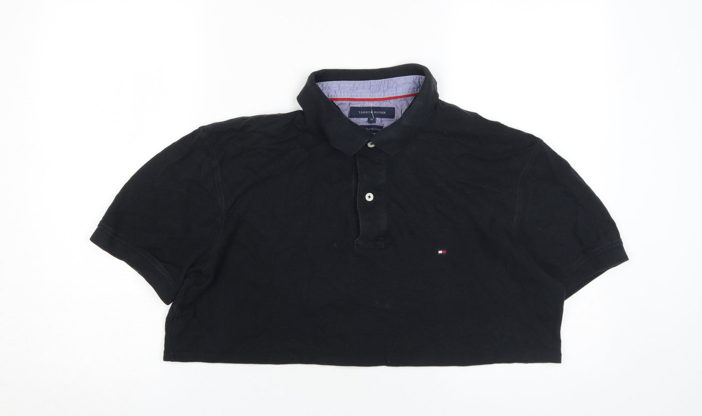 Unisex Adults UK Size XL Tommy Hilfiger Black Cropped Polo