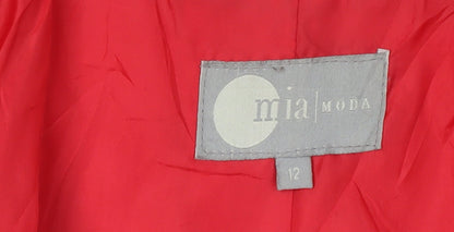 Womens UK Size 12 Mia Moda Red Pea Coat