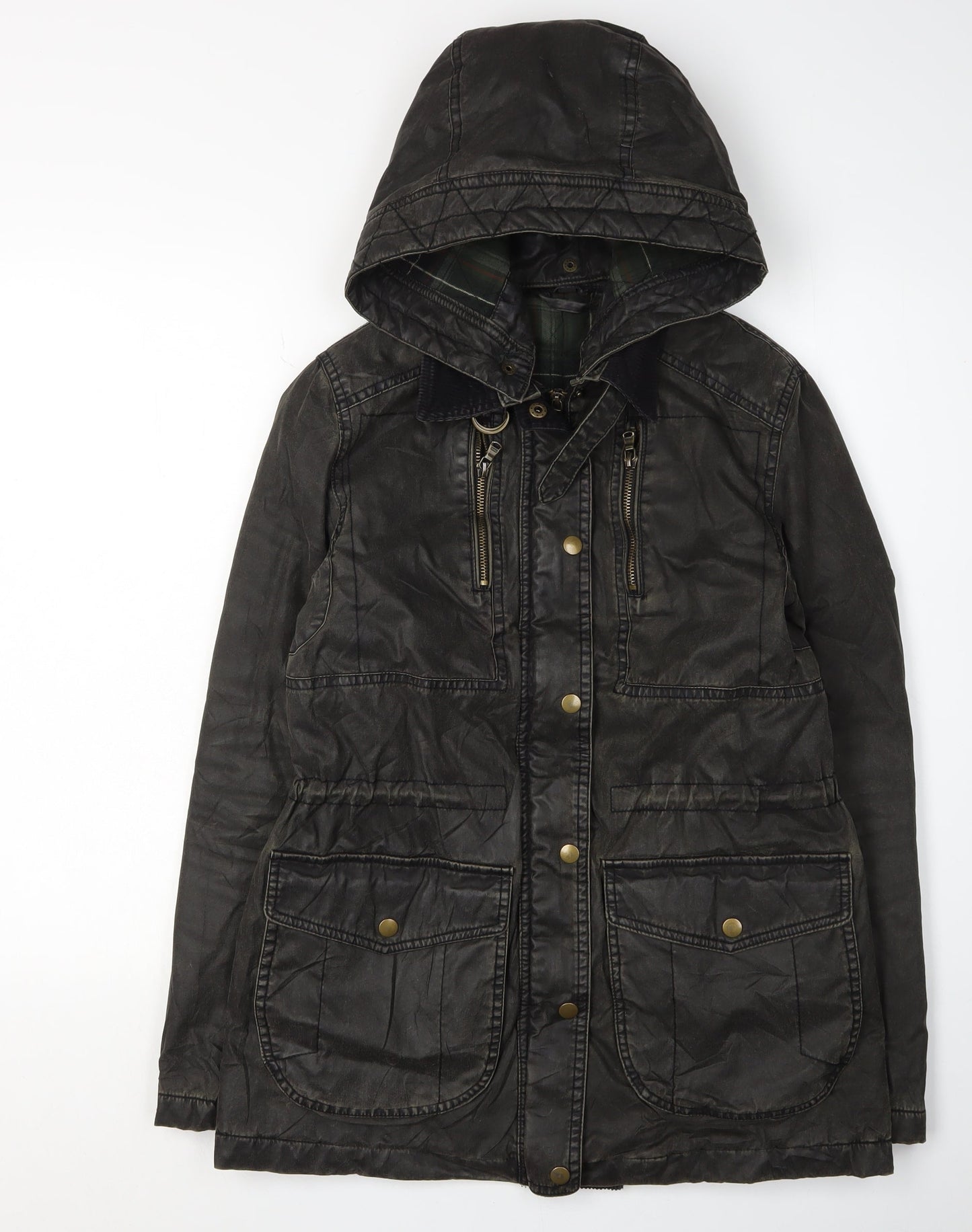 Womens UK Size 8 Topshop Black Parka Coat