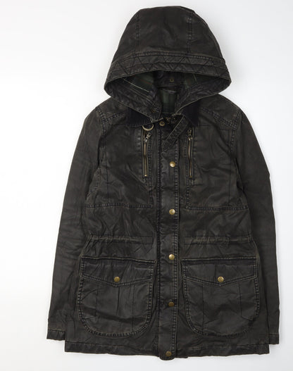 Womens UK Size 8 Topshop Black Parka Coat