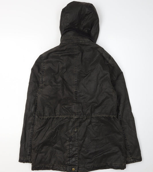 Womens UK Size 8 Topshop Black Parka Coat