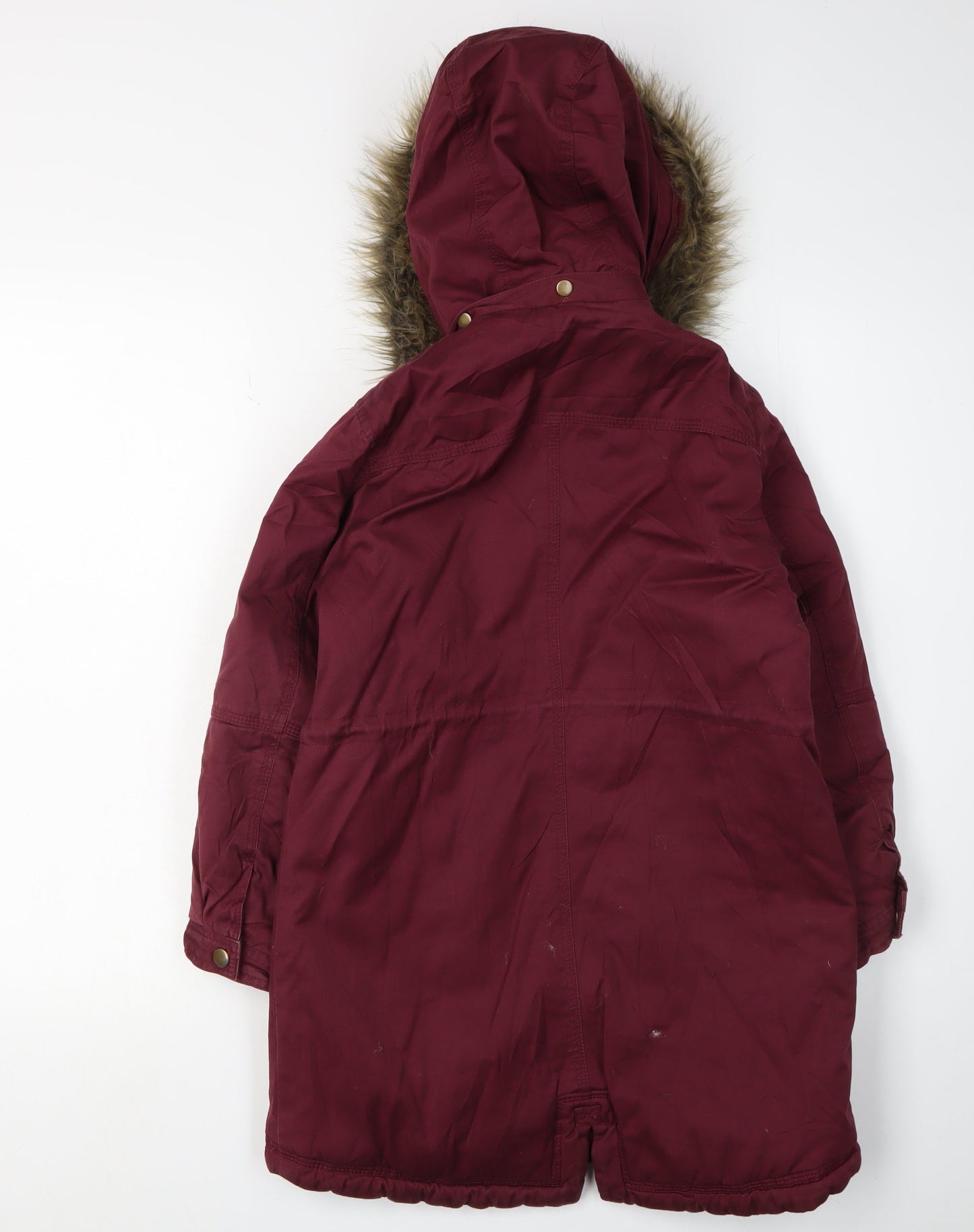 Arizona Girls Red Parka Coat with Fur Trim, Size 8 Years
