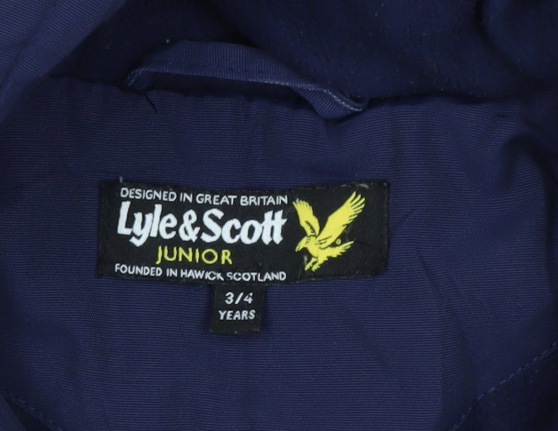 Lyle & Scott Boys Blue Hooded Mid-Length Jacket 3-4 Years