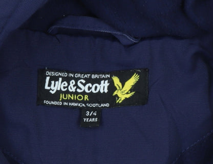 Lyle & Scott Boys Blue Hooded Mid-Length Jacket 3-4 Years