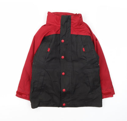 Matalan Boys Black Red Hooded Parka Jacket 3-4 Years