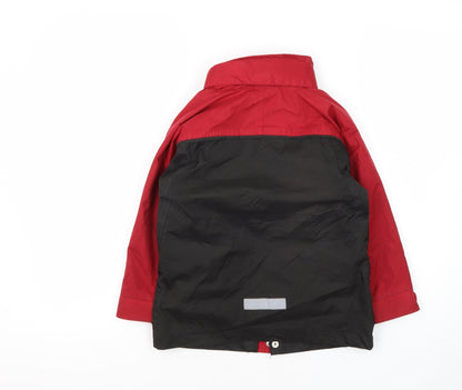 Matalan Boys Black Red Hooded Parka Jacket 3-4 Years