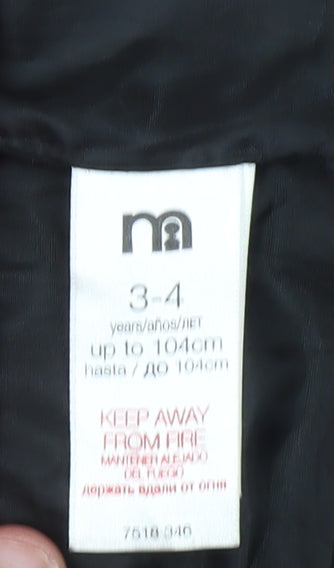 Matalan Boys Black Red Hooded Parka Jacket 3-4 Years