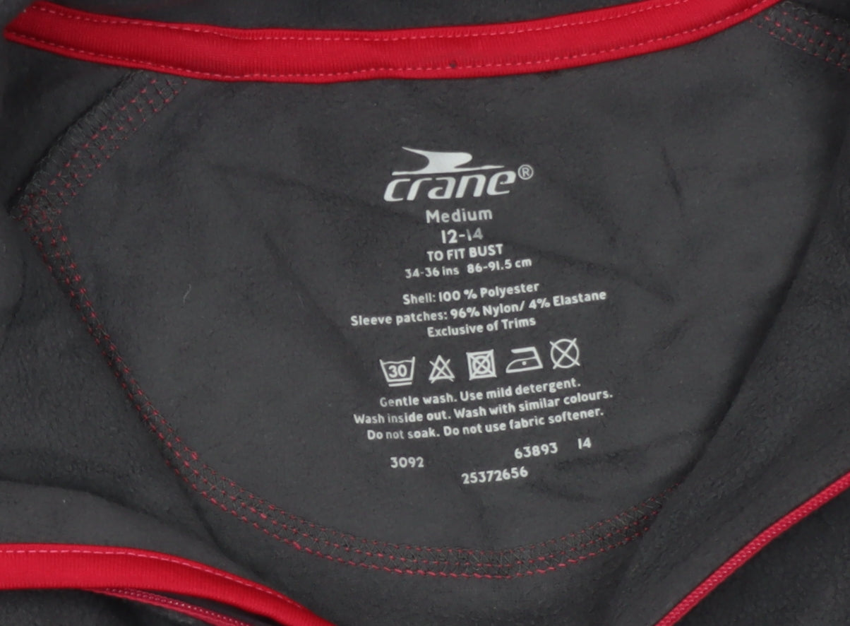 Crane Women's Black Henley Sweatshirt, Size M, Lightweight