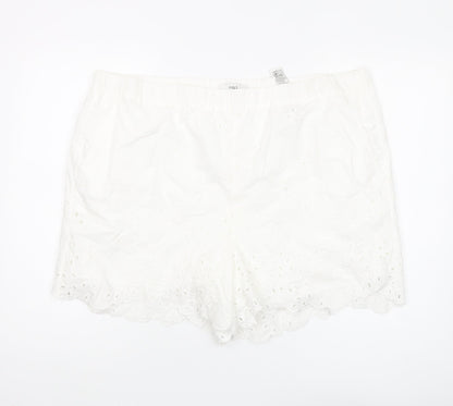 Marks and Spencer Women's White Cotton Embroidered Shorts