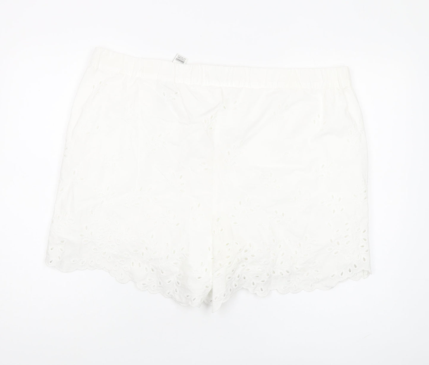 Marks and Spencer Women's White Cotton Embroidered Shorts