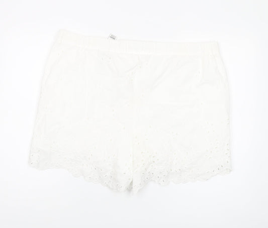 Marks and Spencer Women's White Cotton Embroidered Shorts