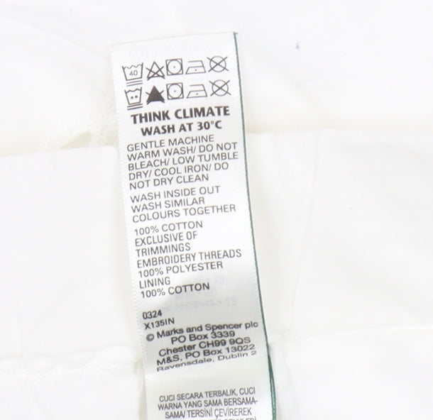 Marks and Spencer Women's White Cotton Embroidered Shorts