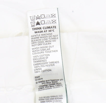 Marks and Spencer Women's White Cotton Embroidered Shorts