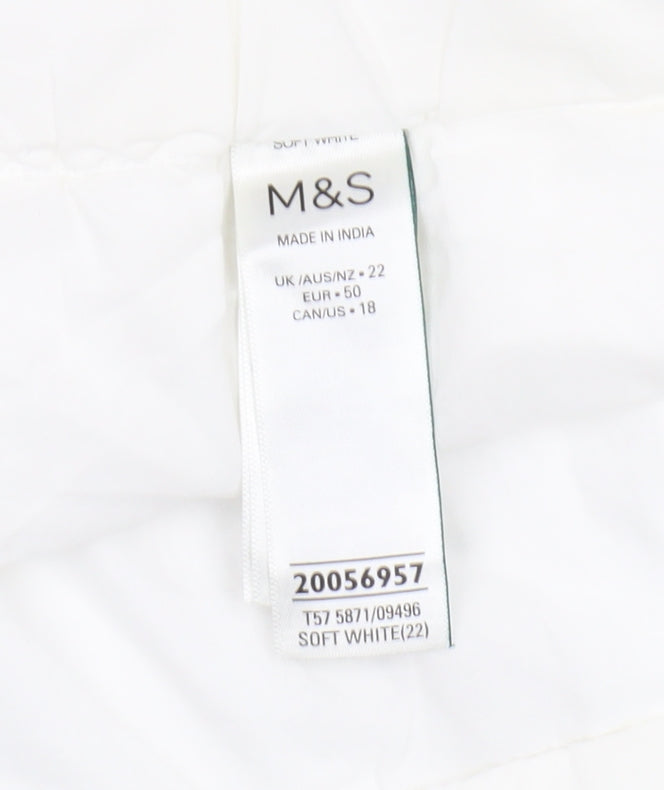 Marks and Spencer Women's White Cotton Embroidered Shorts