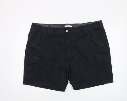 Marks and Spencer Unisex Black Cargo Shorts, Size 22