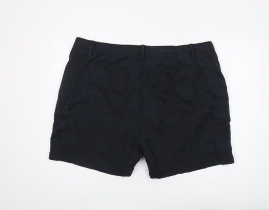 Marks and Spencer Unisex Black Cargo Shorts, Size 22
