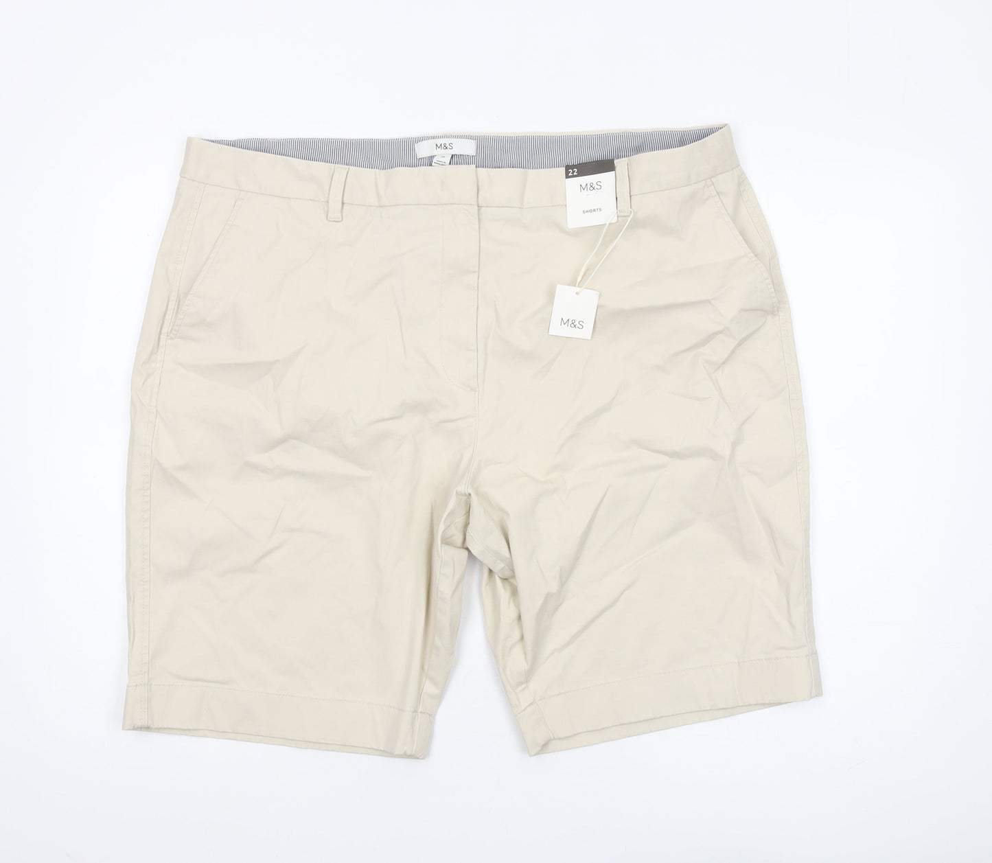 Marks and Spencer Women's Beige Chino Shorts Size 22