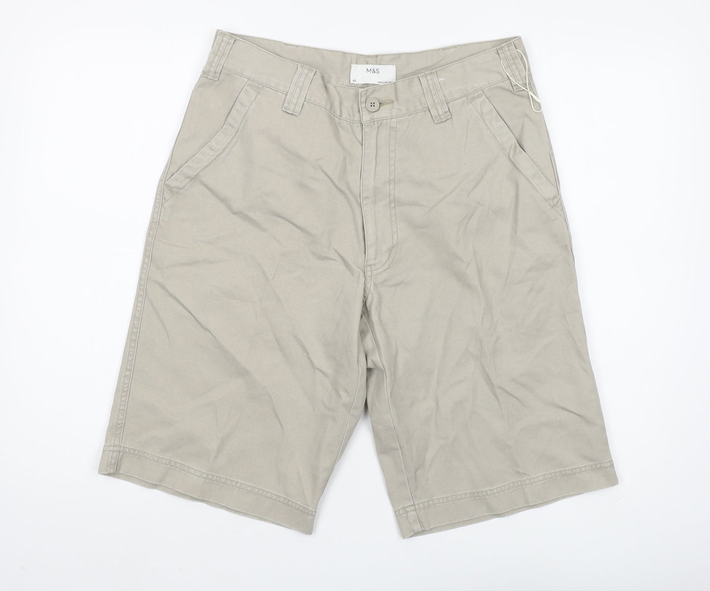 Marks and Spencer Men's Grey Chino Shorts, Size L