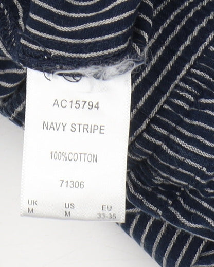 Cotton Traders Men's Blue Striped Shorts Medium