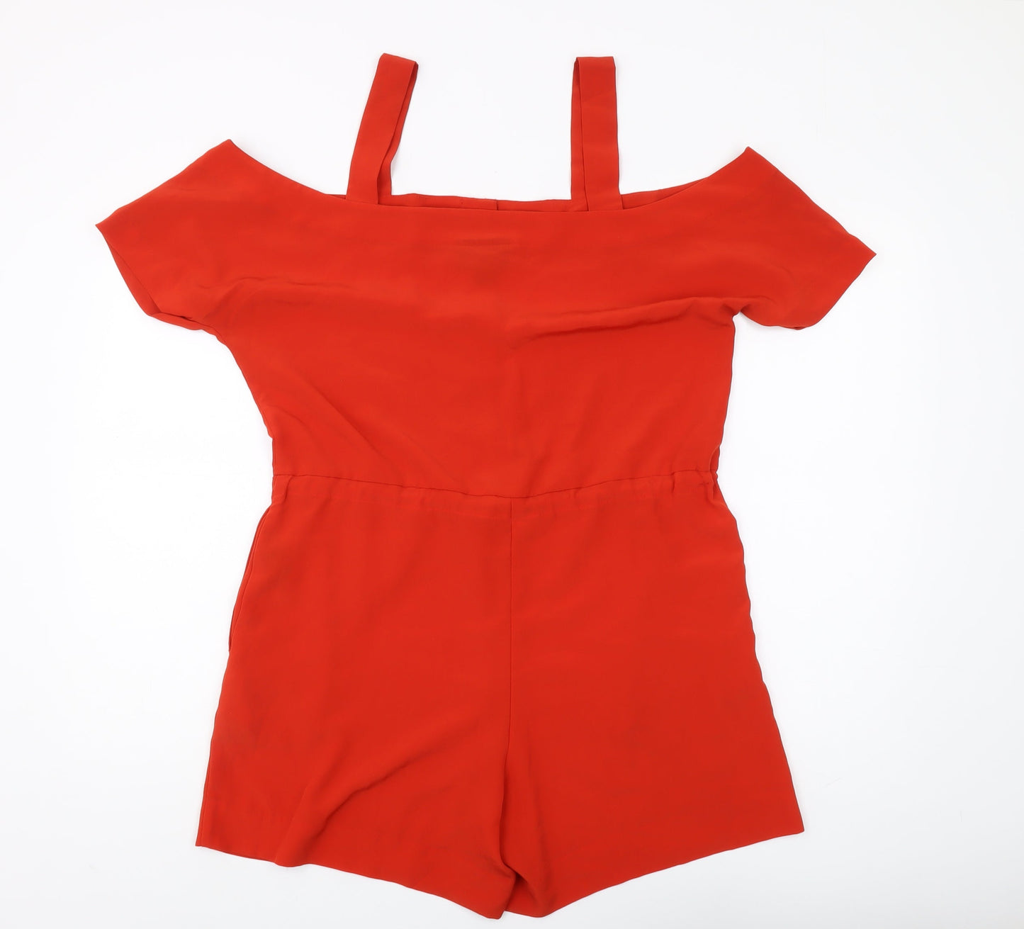 Monki Women's Red Off Shoulder Jumpsuit Size S