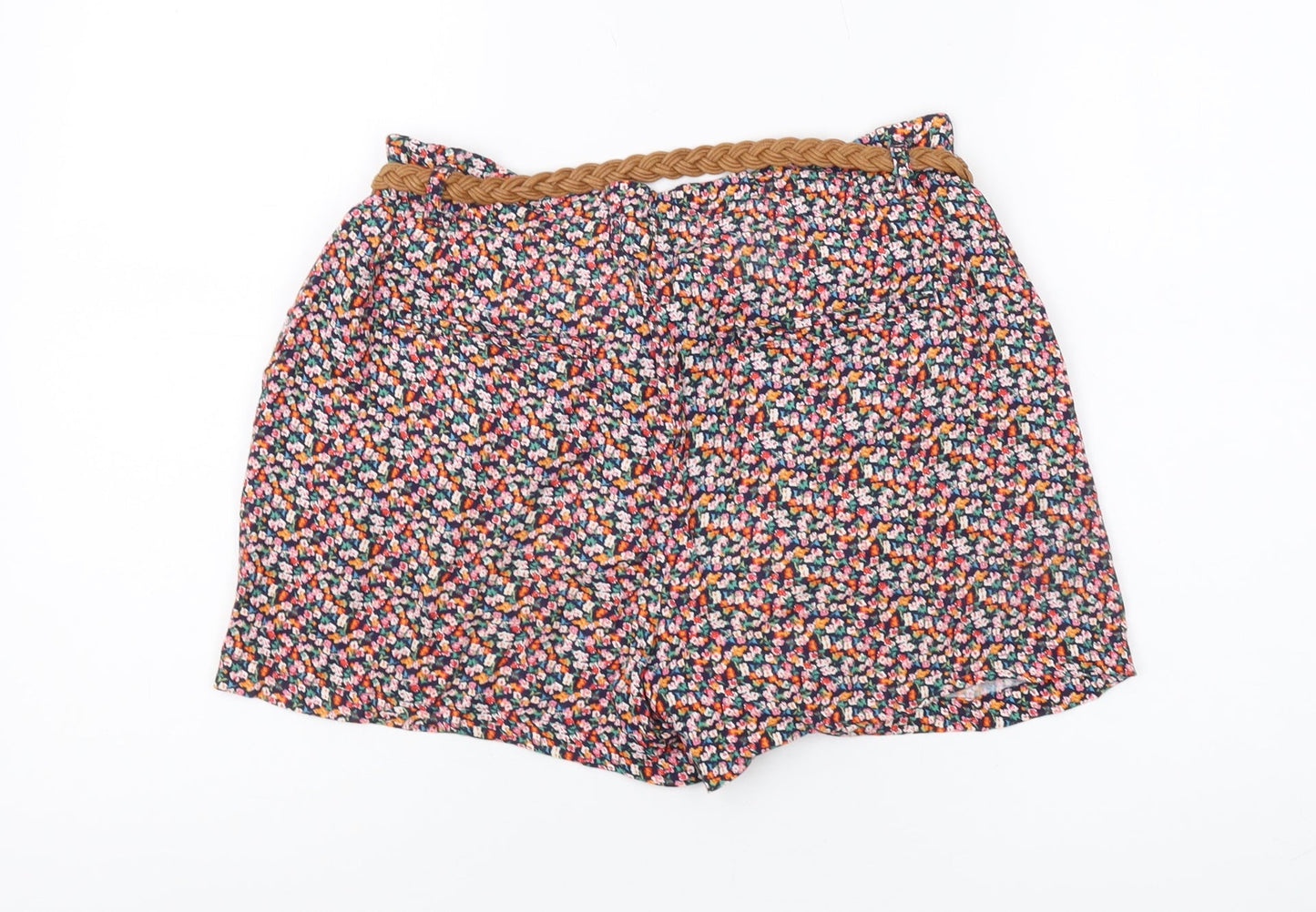 MNG Women's Multicoloured Paperbag Shorts S - Viscose, Floral