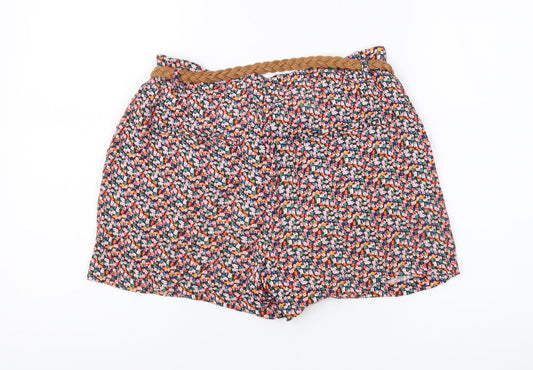 MNG Women's Multicoloured Paperbag Shorts S - Viscose, Floral