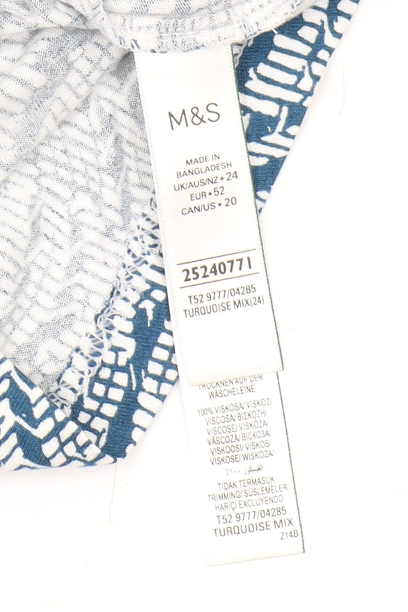 Marks and Spencer Women's Blue Geometric Playsuit Size 24