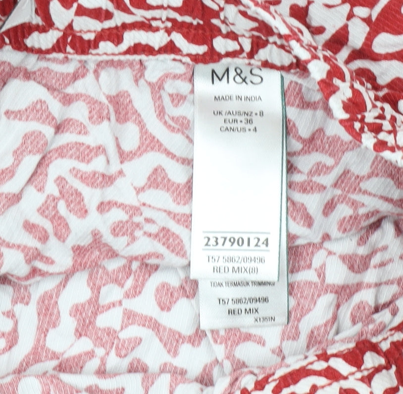 Marks and Spencer Women's Red Animal Print Cotton Shorts