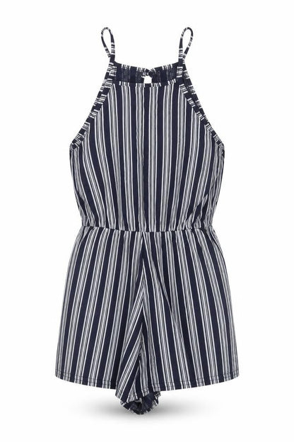 Boohoo Women’s Black Striped Halter Playsuit Size 8