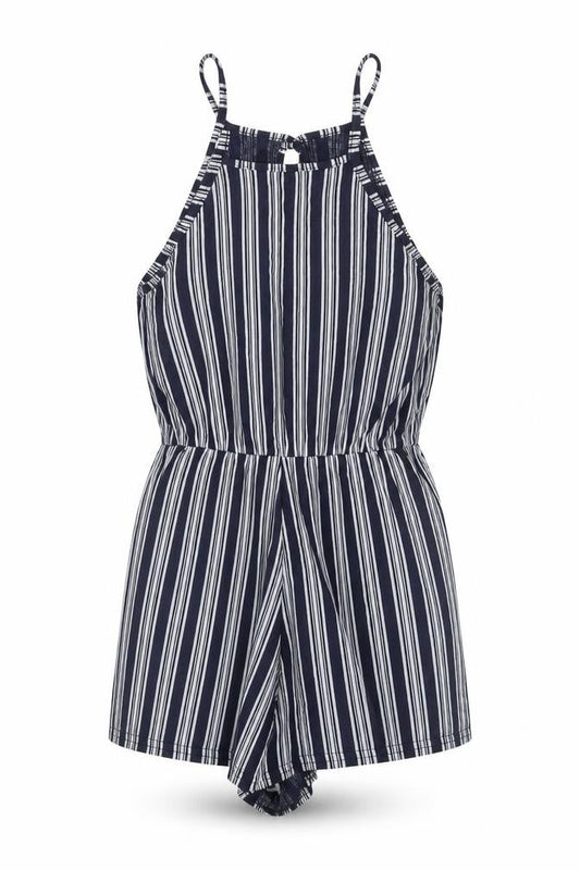 Boohoo Women’s Black Striped Halter Playsuit Size 8