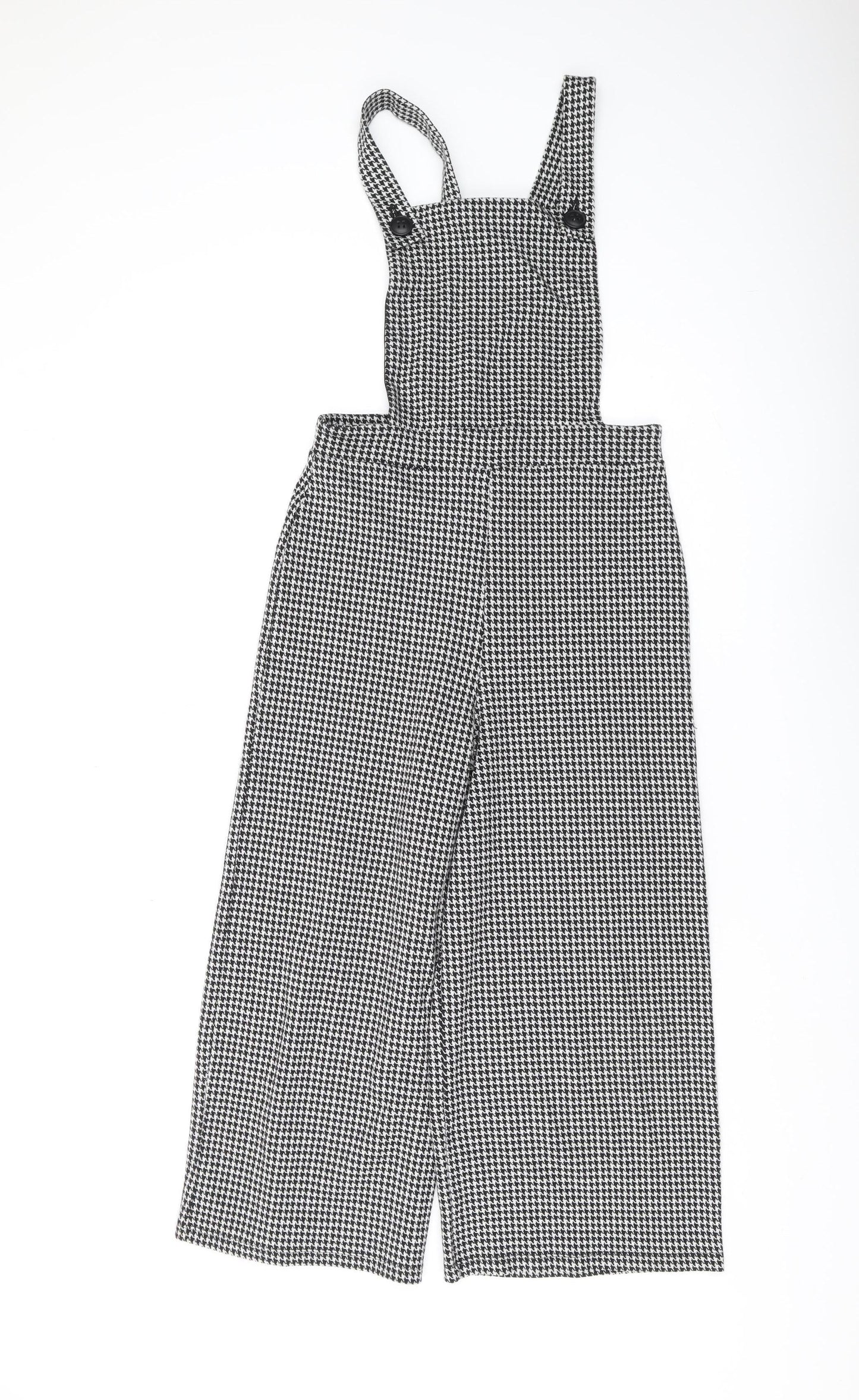 New Look Women's Black Houndstooth Dungaree Size 8