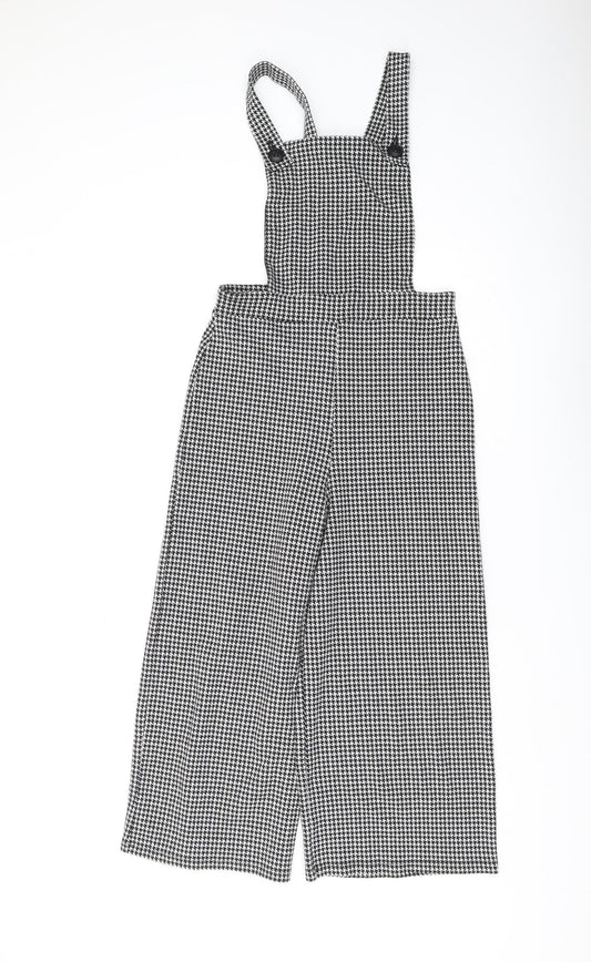 New Look Women's Black Houndstooth Dungaree Size 8