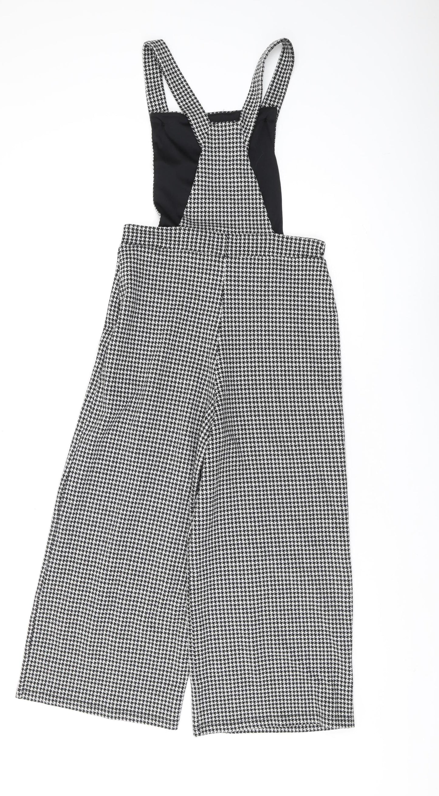 New Look Women's Black Houndstooth Dungaree Size 8