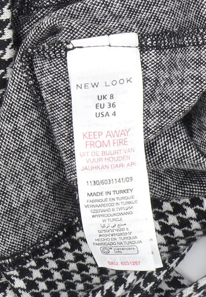 New Look Women's Black Houndstooth Dungaree Size 8