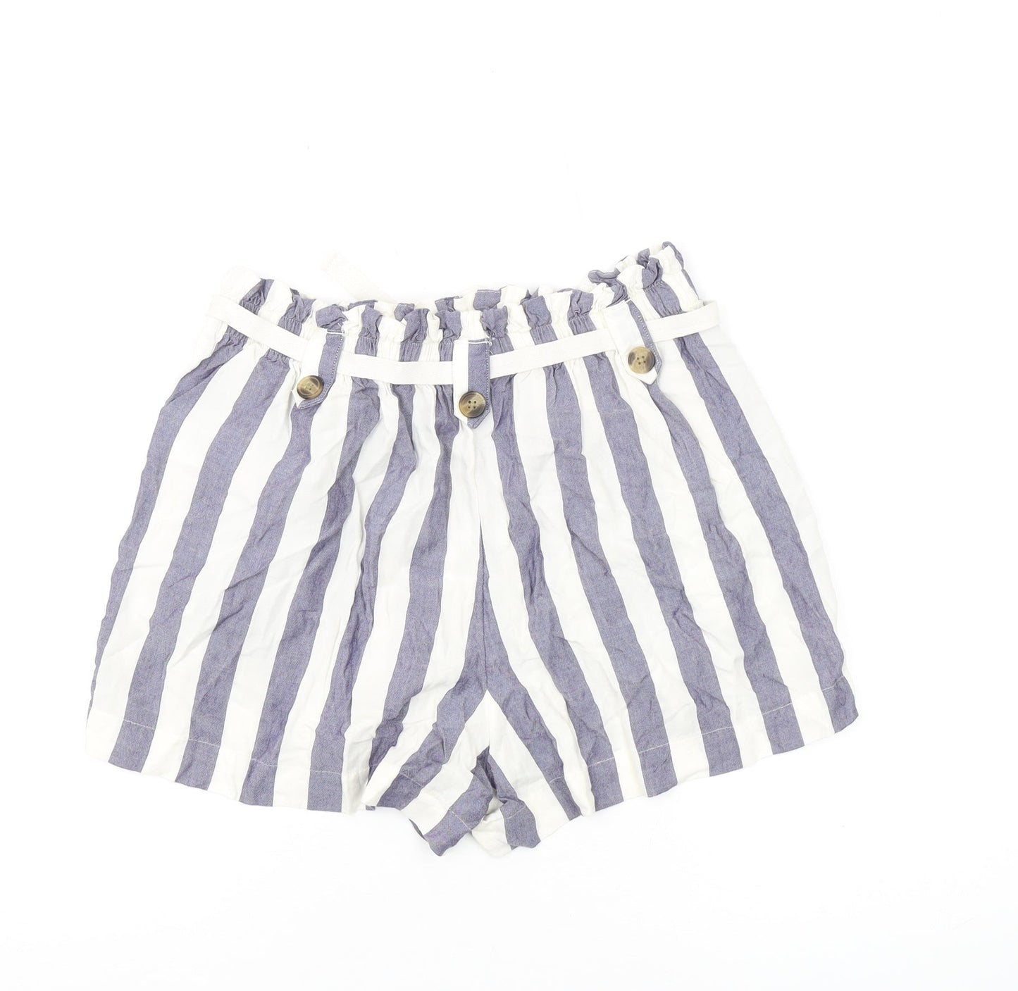 American Eagle Women's Blue Striped Paperbag Shorts L