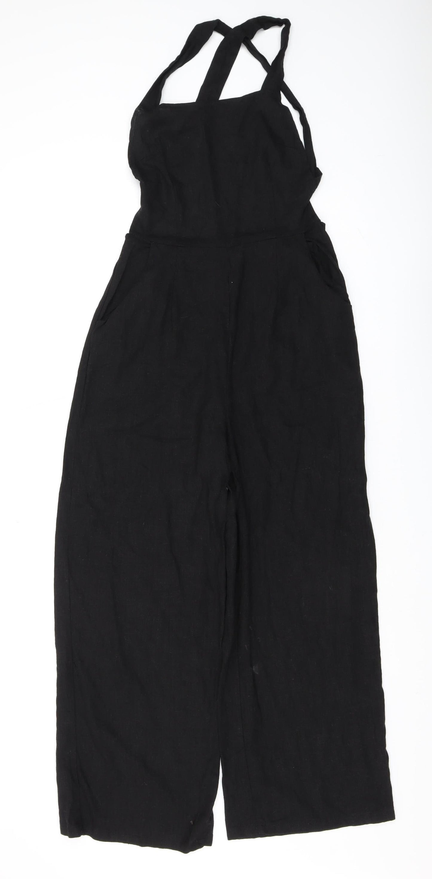 Nasty Gal Women's Black Wide-Leg Jumpsuit Size 8