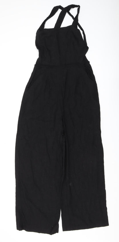 Nasty Gal Women's Black Wide-Leg Jumpsuit Size 8