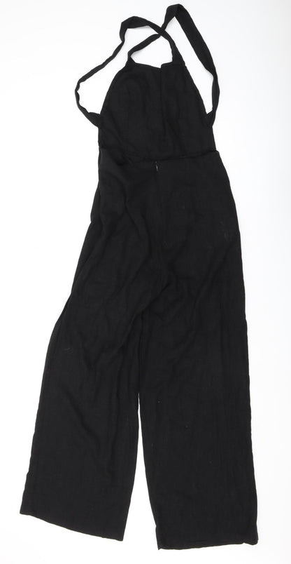 Nasty Gal Women's Black Wide-Leg Jumpsuit Size 8