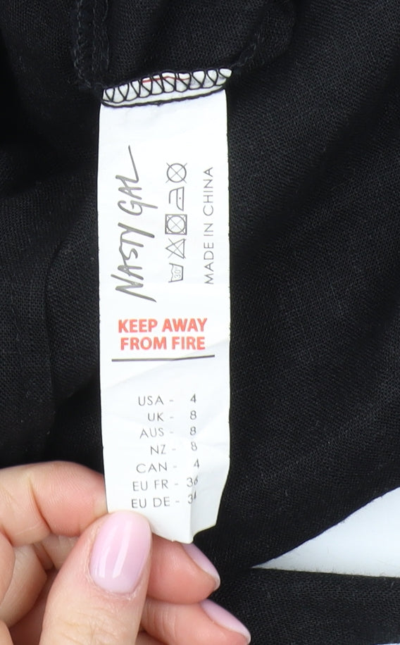 Nasty Gal Women's Black Wide-Leg Jumpsuit Size 8