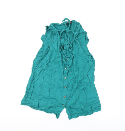 Womens UK Size 10 Oasis Green Ringer Blouse