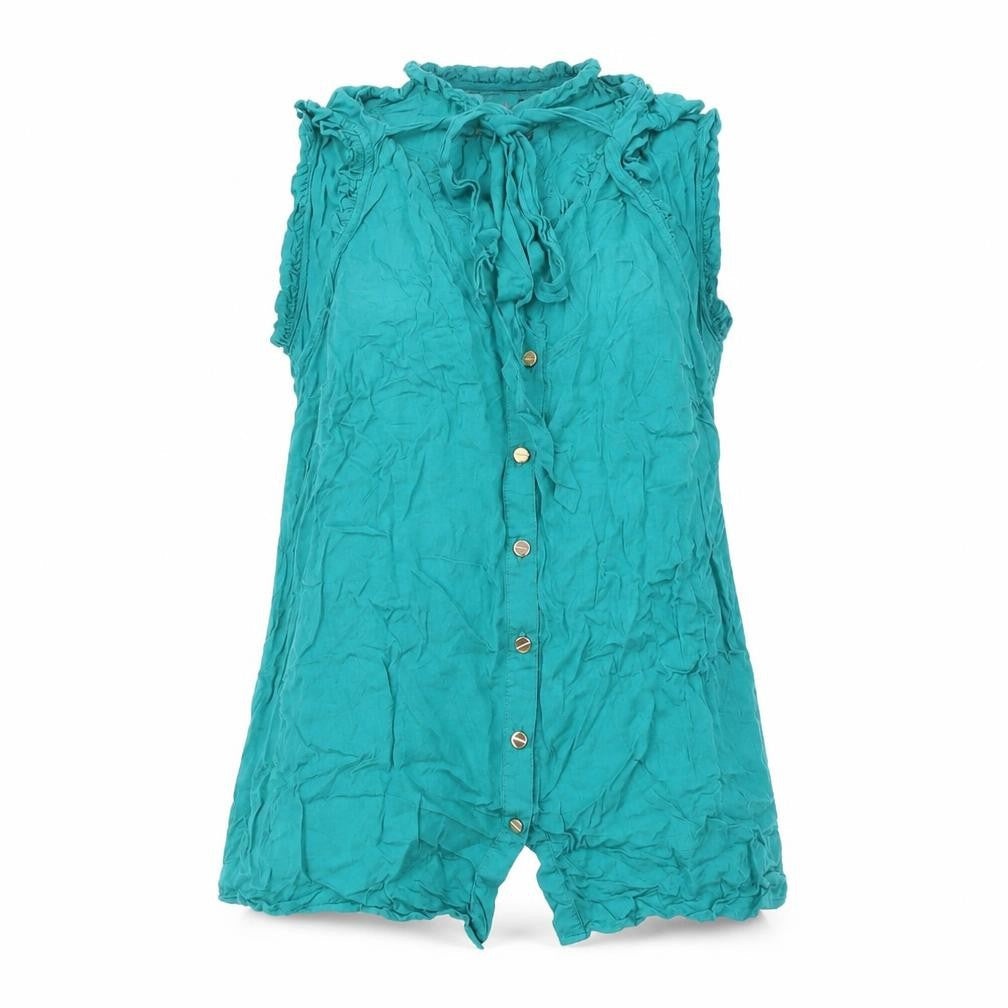 Womens UK Size 10 Oasis Green Ringer Blouse