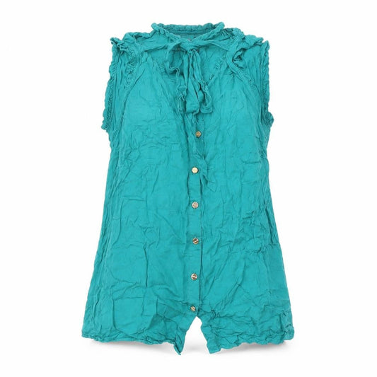 Womens UK Size 10 Oasis Green Ringer Blouse