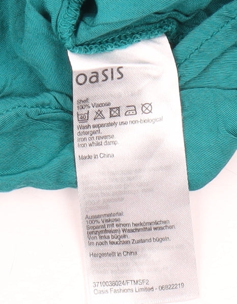 Womens UK Size 10 Oasis Green Ringer Blouse