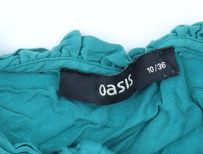 Womens UK Size 10 Oasis Green Ringer Blouse