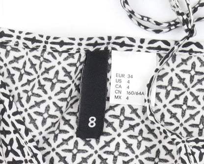 H&M Women's Black & White Geometric Playsuit, Size 6, Sleeveless