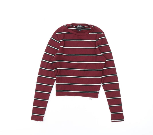 915 Generation Girls Red Cropped T-Shirt, Long Sleeve, Striped, 10-11Y