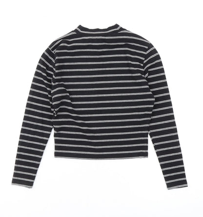 New Look Girls Black Striped Cropped Long Sleeve T-Shirt